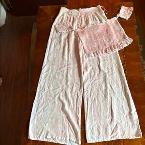 Kiwi & Ounch Pink and White Pants & Top Set